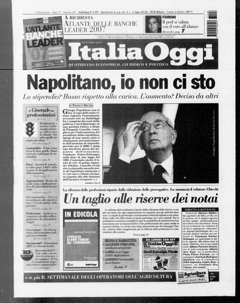 Italia oggi : quotidiano di economia finanza e politica